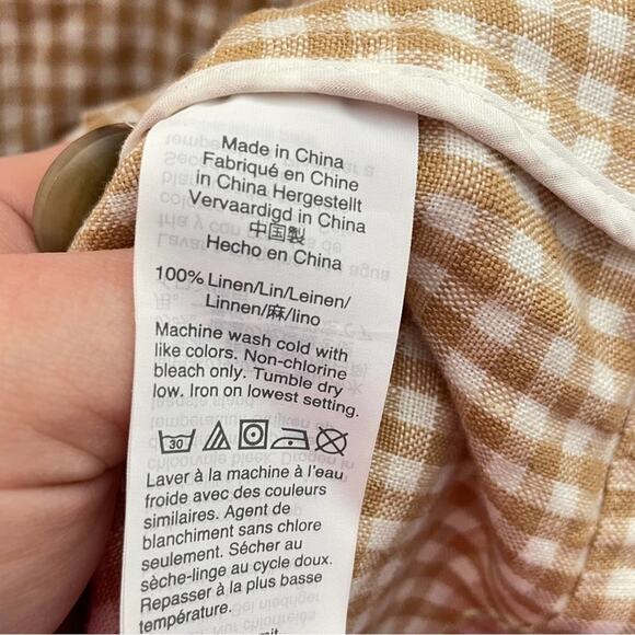 MADEWELL Linen Dorset Blazer in Gingham Check Tan White Neutral {3E25} - Picture 8 of 9